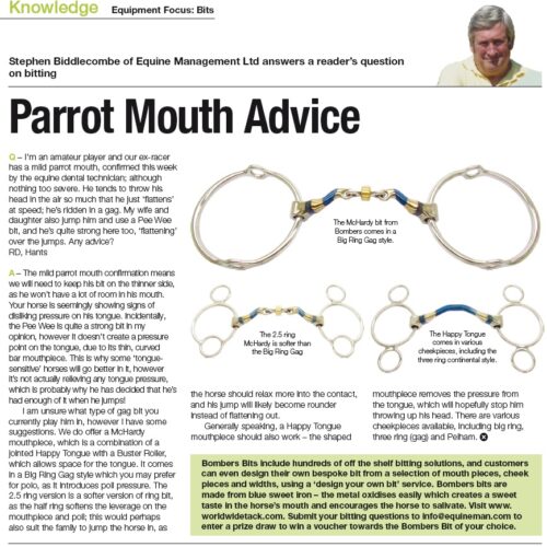 How to Fit a Bit to a Parrot Mouthed Equine – World Wide Tack’s Bitting Expert Stephen Biddlecombe Takes a Look