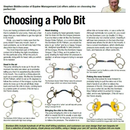 Stephen Biddlecombe of Equine Management Ltd offers advice on choosing the perfect bit for Polo Times mag