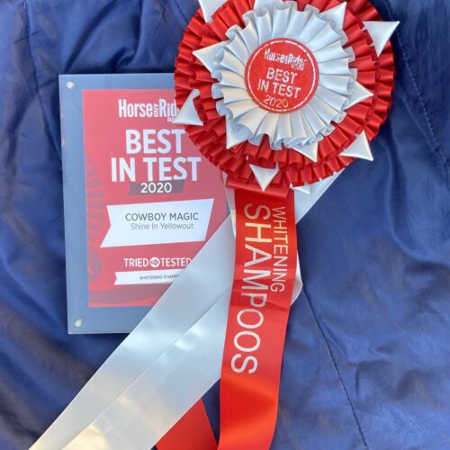 Cowboy Magic’s Shine in Yellowout is Horse & Rider magazine’s Best in Test, for whitening horse shampoos